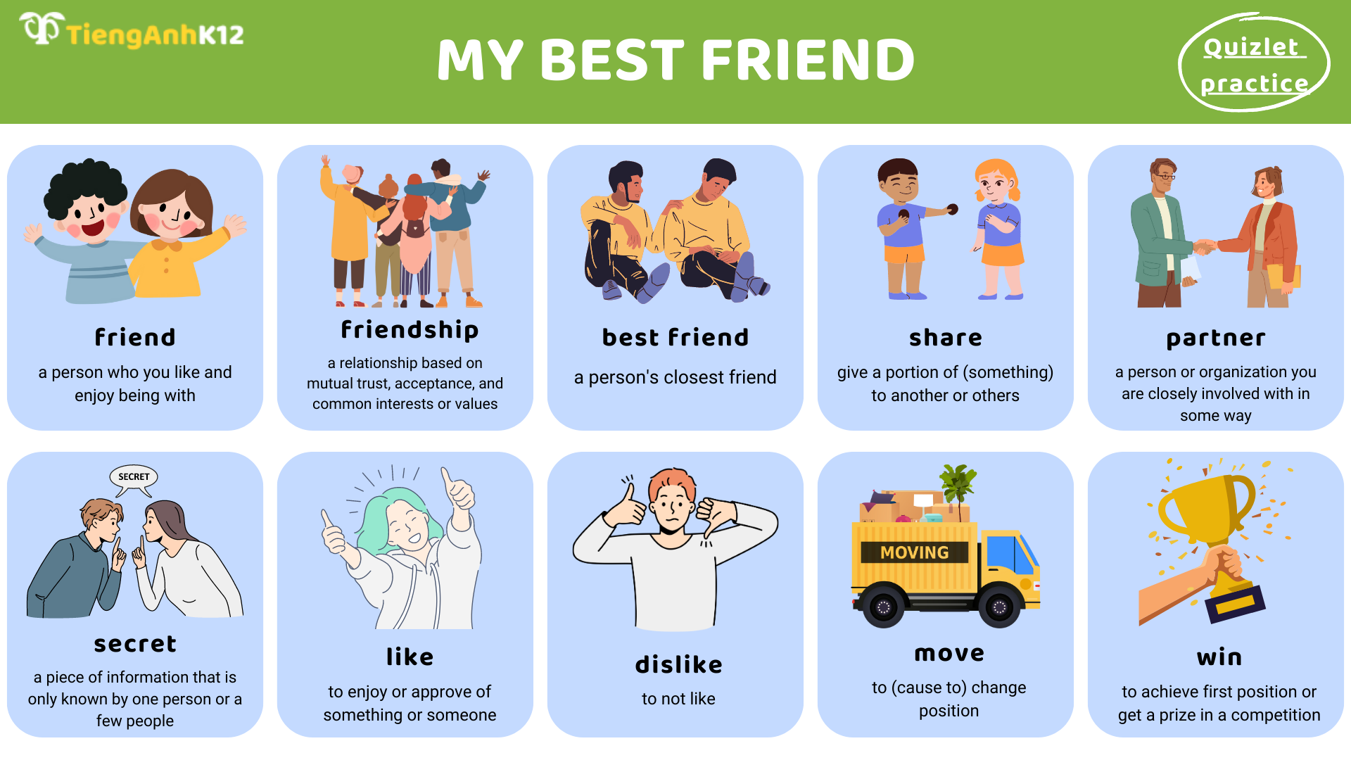 Từ vựng Toefl Primary Step 2 - chủ đề My best friend